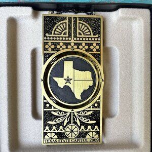 2009 Texas State Capitol‎ Ornament Metal Door Knob Box Descriptive Pamphlet 4"